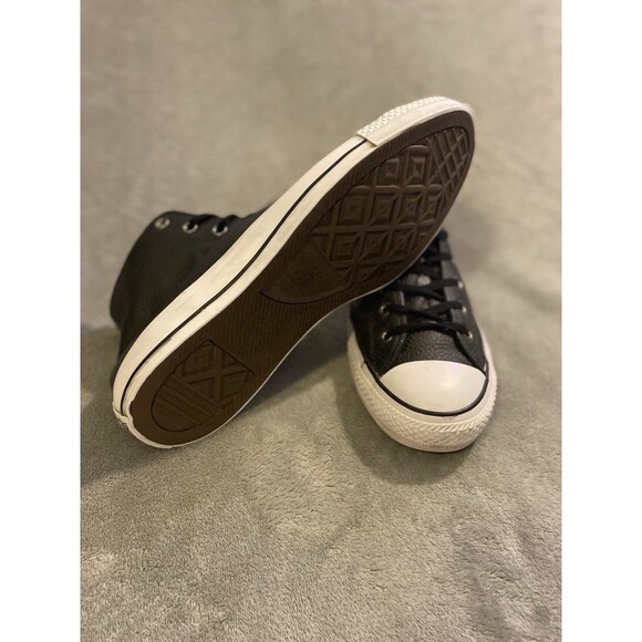 Converse All Star Chuck Taylor Leather Shoes Men’s 13 Black High Top Sneakers - Picture 8 of 16